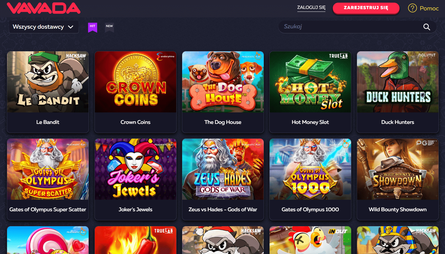 Popularne gry w VAVADA — Gates of Olympus, Crown Coins, The Dog House i więcej